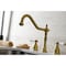 Kingston Brass Widespread Kitchen Faucet with Brass Sprayer, Brushed Brass KB1797BPLBS - alternate 4